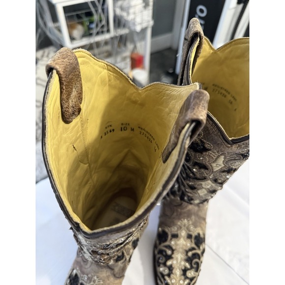 Western Equestrian Cowboy Boots Brown Embroidered Size 10 M MPN A 3569 - Picture 3 of 8